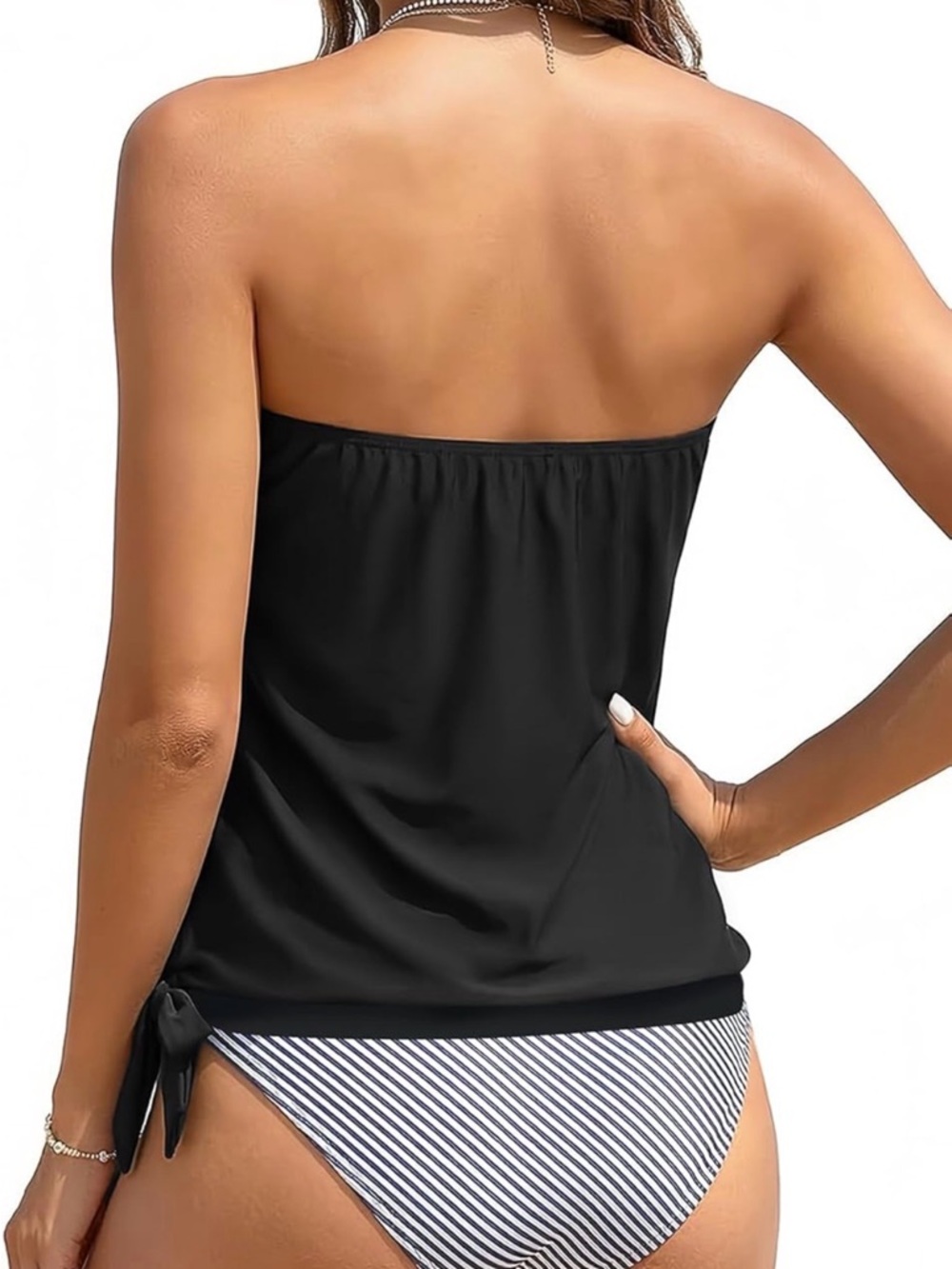 Black Strapless Swim Tankini Top - Picture 3 of 5